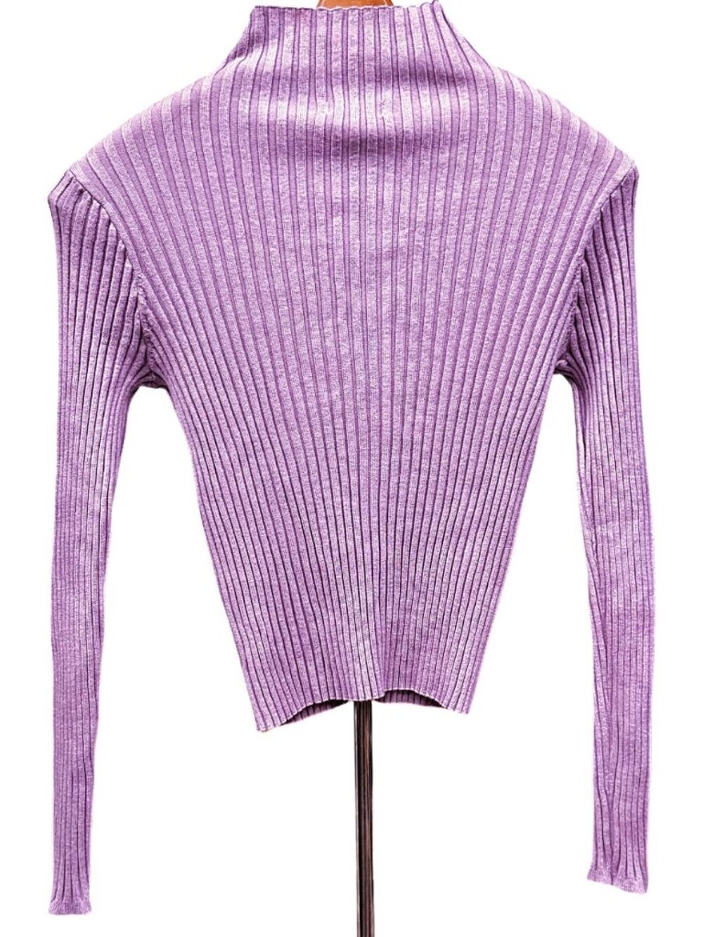 Kathy Ireland High Quality Puple Lilac Sweater Long Sleeve High Neck Top Stretch
